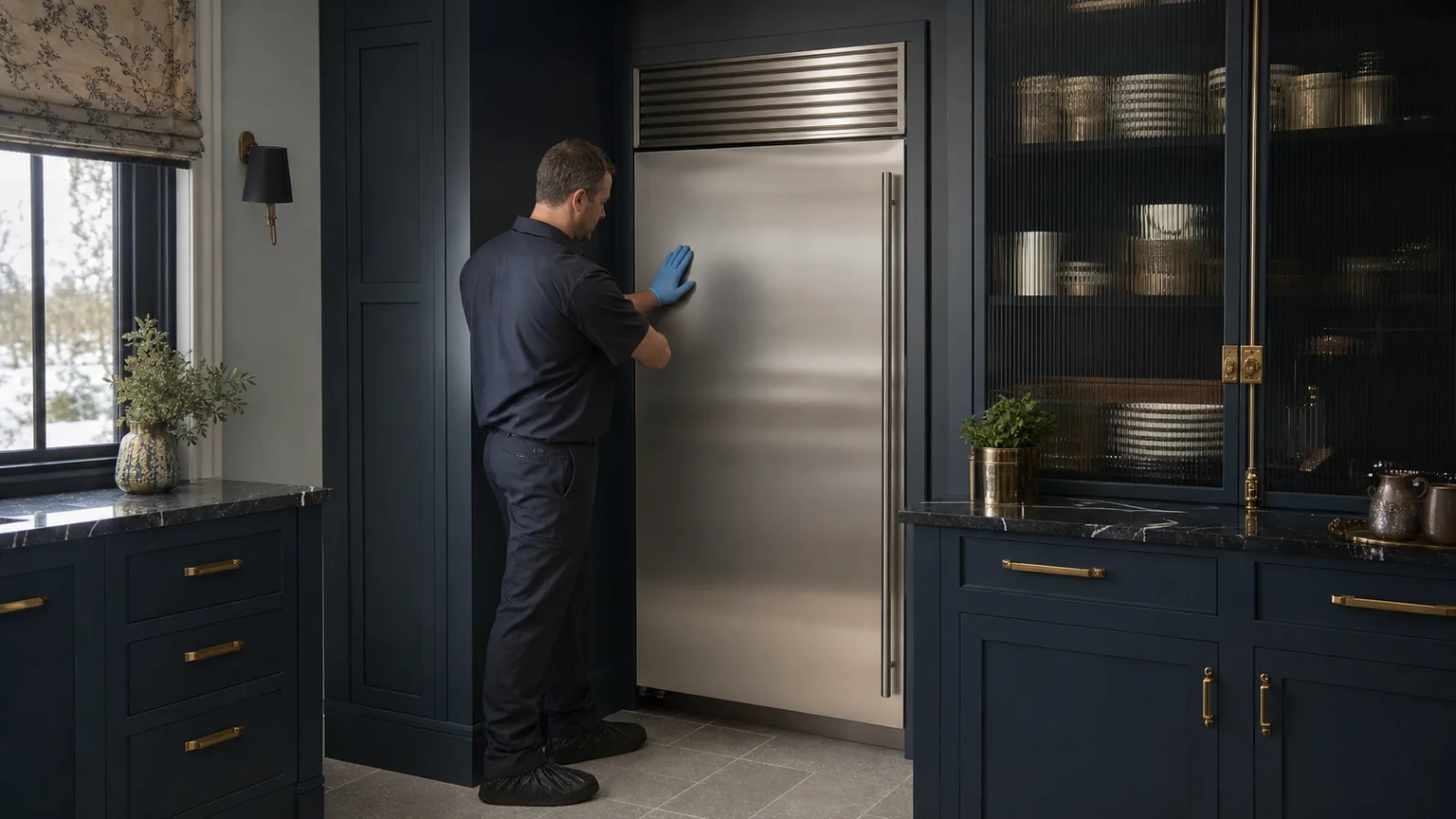 Built-in refrigerator prepared for a professional diagnostic visit