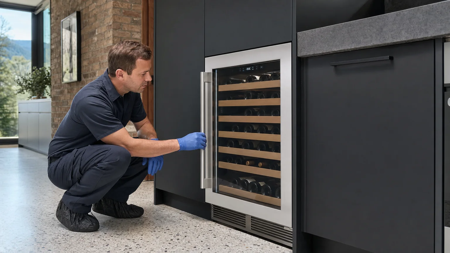 Built-in wine cooler prepared for a professional diagnostic visit